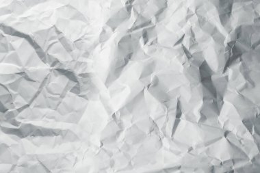 Buruşmuş beyaz kağıt arka plan. Üst görünüm. 