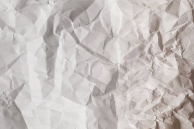Buruşmuş beyaz kağıt arka plan. Üst görünüm. 