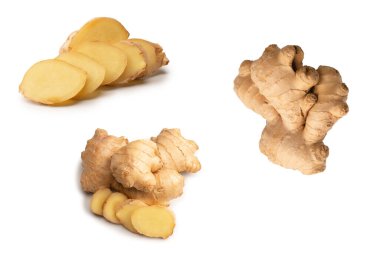 Zencefil Kökü Beyaz Arkaplanda İzole Edildi.