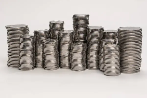 stock image Pile of coins isolated on a white background. Banking and money. 