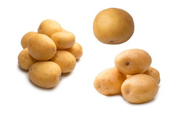 A group of fresh tasty potato isolated on a white background. 