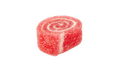Beyaz arka planda izole edilmiş jöleli şeker rulosu. Marmelat şekeri.