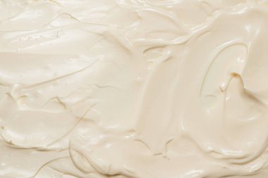 Beyaz krem şanti dokusu. Üst görünüm. 