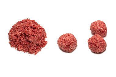 Çiğ biftek kıymalı et arka planı. Üst görünüm.