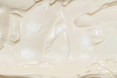 Beyaz krem şanti dokusu. Üst görünüm. 