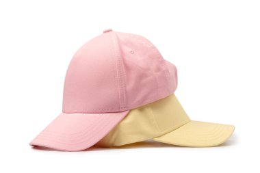 Beyaz arkaplanda izole edilmiş pembe ve sarı başlık. 