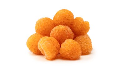 Beyaz arka planda izole edilmiş taze ahududu. Üst görünüm. 