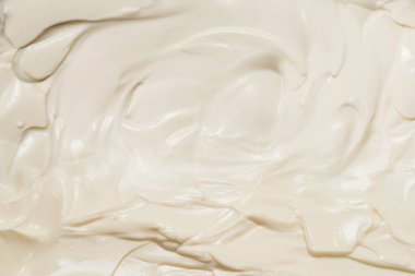 Beyaz krem şanti dokusu. Üst görünüm. 