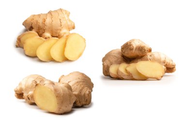 Zencefil Kökü Beyaz Arkaplanda İzole Edildi.