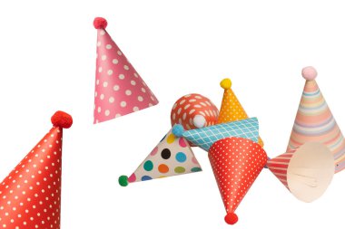 Bright and colorful birthday cap isolated on a white background. Holidays cocept. 