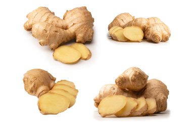 Zencefil Kökü Beyaz Arkaplanda İzole Edildi.