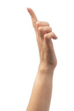 Beyaz arka planda bir numaralı kadın el parmağı görünüyor..
