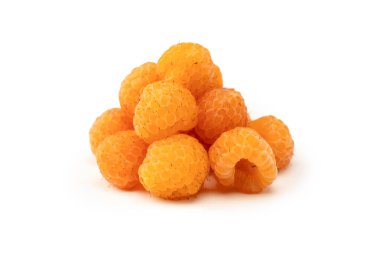 Beyaz arka planda izole edilmiş taze ahududu. Üst görünüm. 