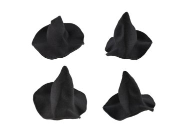 Beyaz arka planda yünlü cadı şapkası var. Cadılar Bayramı kumaşı.. 