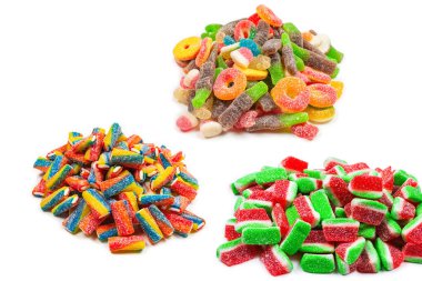 Karpuz jöleli şekerler. Lezzetli çiğneme şekeri. Üst görünüm. 