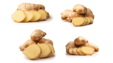 Zencefil Kökü Beyaz Arkaplanda İzole Edildi.