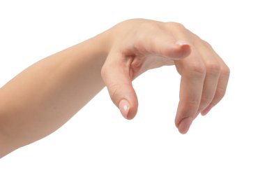 Beyaz arka planda bir numaralı kadın el parmağı görünüyor..