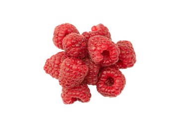 Beyaz arka planda izole edilmiş taze ahududu. Üst görünüm. 