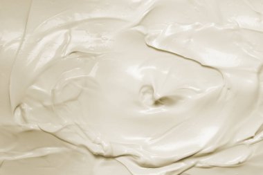 Beyaz krem şanti dokusu. Üst görünüm. 