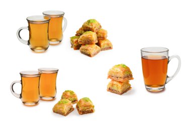 Beyaz arka planda izole edilmiş bir Türk çayı.. 