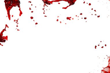 Beyaz arkaplanda kırmızı sıçramalar. 