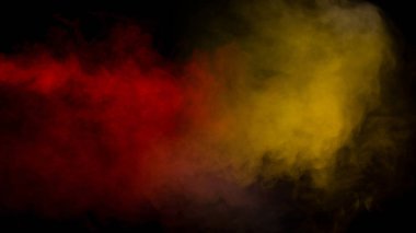 Siyah arka planda sarı buhar. Boşluğu kopyala.