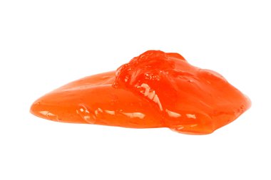 Beyaz arka planda izole edilmiş kırmızı balçık oyuncağı. Üst görünüm. 