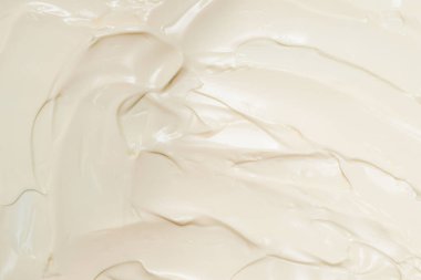 Beyaz krem şanti dokusu. Üst görünüm. 