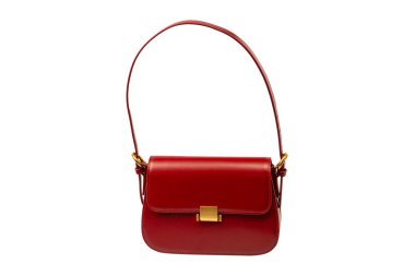 Burgundy omuz deri çanta beyaz arka planda izole. 