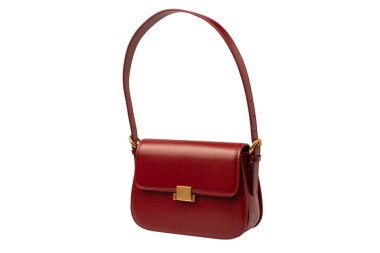 Burgundy omuz deri çanta beyaz arka planda izole. 