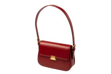 Burgundy omuz deri çanta beyaz arka planda izole. 