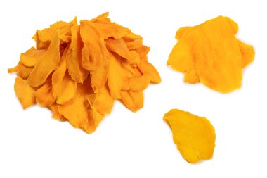 Tatlı mango dilimleri arka planda. Üst görünüm. 