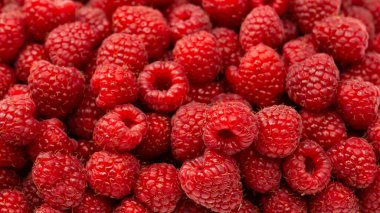 Arka plan olarak lezzetli taze ahududu. Üst görünüm.  