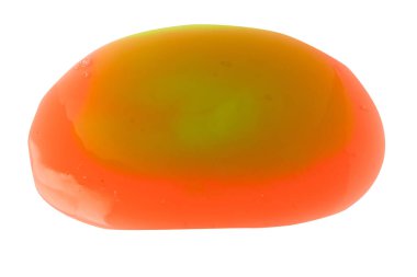 Kırmızı balçık oyuncağı izole edilmiş arka plan. Üst görünüm. 