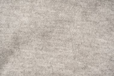 Arka plan olarak gri yün süveter dokusu. Üst görünüm.