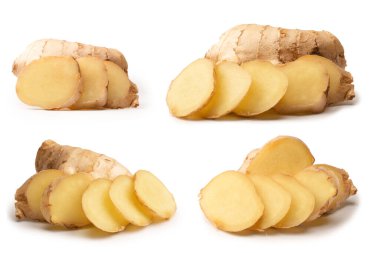 Zencefil Kökü Beyaz Arkaplanda İzole Edildi.