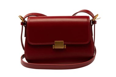 Burgundy omuz deri çanta beyaz arka planda izole. 