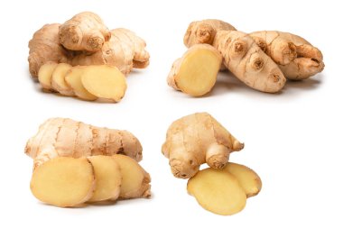 Zencefil Kökü Beyaz Arkaplanda İzole Edildi.