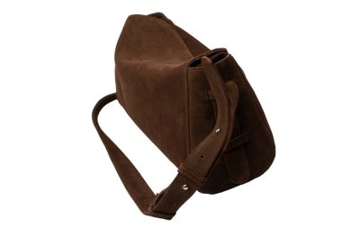 Kahverengi süet çanta beyaz arka planda izole. 