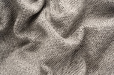 Arka plan olarak gri yün süveter dokusu. Üst görünüm.