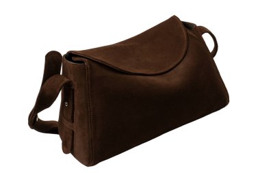 Kahverengi süet çanta beyaz arka planda izole. 