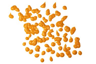 Sarı sos arka plan olarak sıçrıyor. Üst görünüm. 