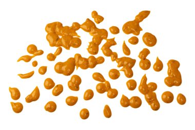 Sarı sos arka plan olarak sıçrıyor. Üst görünüm. 