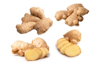 Zencefil Kökü Beyaz Arkaplanda İzole Edildi.