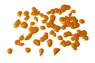 Sarı sos arka plan olarak sıçrıyor. Üst görünüm. 