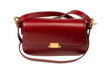 Burgundy omuz deri çanta beyaz arka planda izole. 