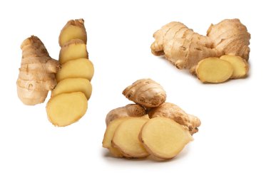 Zencefil Kökü Beyaz Arkaplanda İzole Edildi.