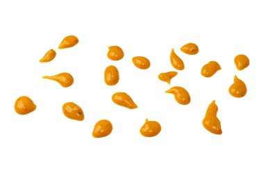 Sarı sos arka plan olarak sıçrıyor. Üst görünüm. 