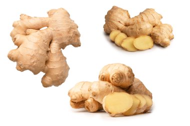 Zencefil Kökü Beyaz Arkaplanda İzole Edildi.