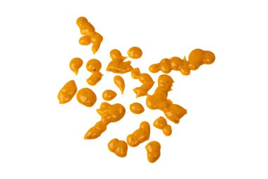 Sarı sos arka plan olarak sıçrıyor. Üst görünüm. 